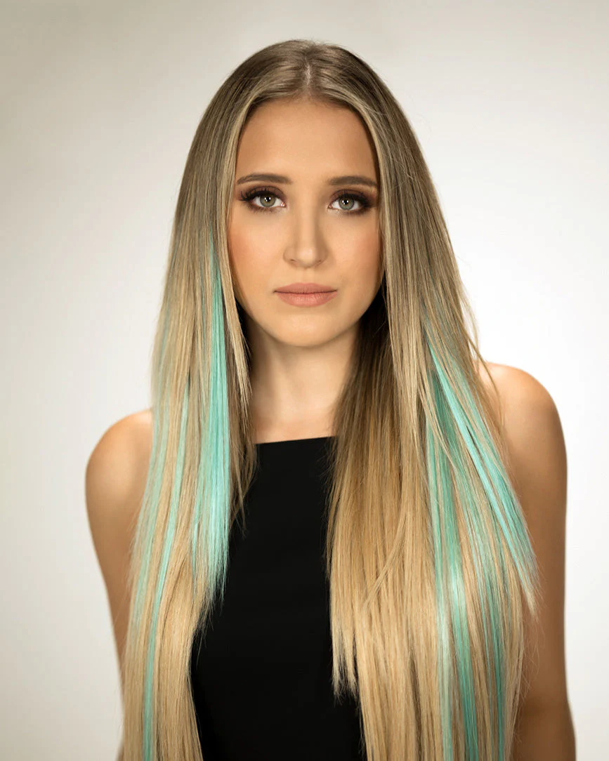 20" Tape-In Hair Extensions - Rooted Emerald - Image 3